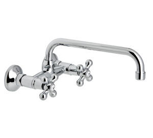NEW REGENT Wall sink mixer with 15 cm with high tube, 24 cm spout